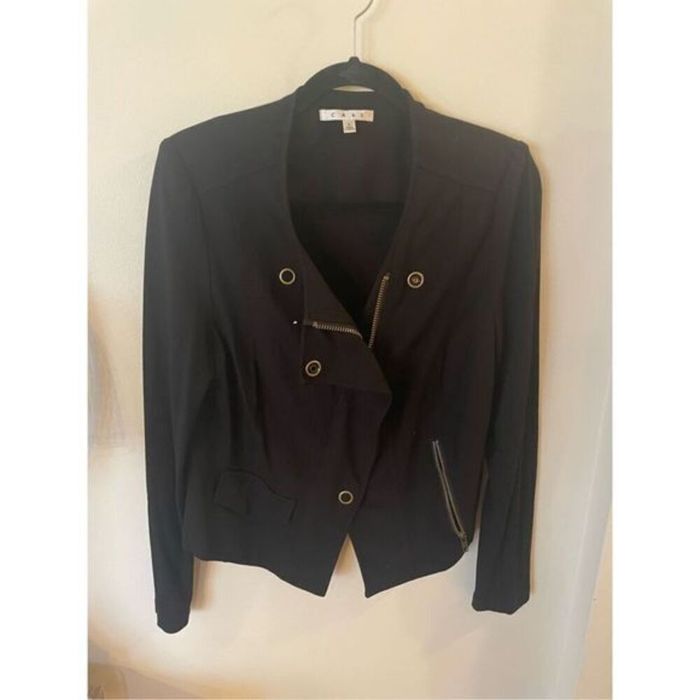 CAbi Black Asymmetrical Zip Blazer